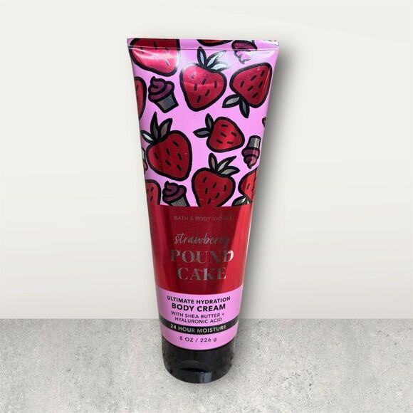 Bath & Body Works Strawberry Pound Cake Body Cream 8 oz Unisex - Picture 1 of 3